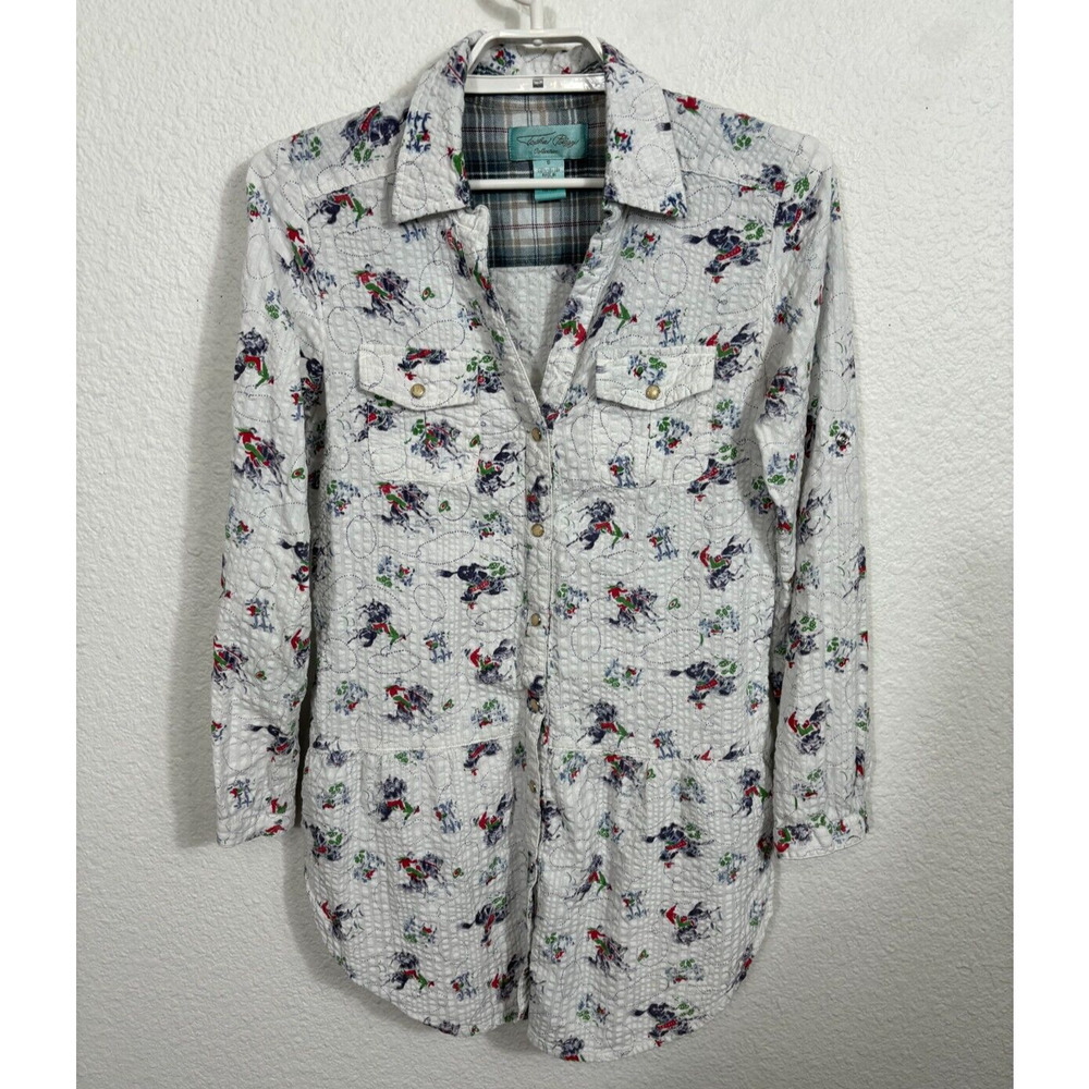 Tasha Polizzi White Printed Quilted Button-Up Shirt